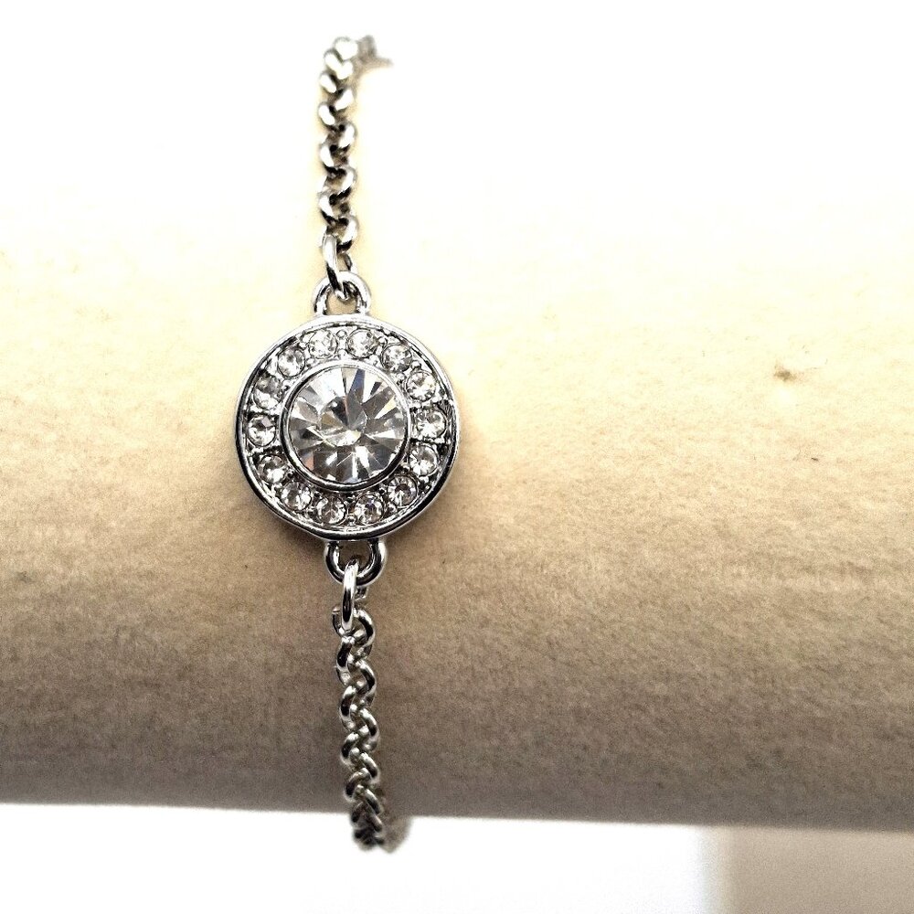 Made with Swarovski Crystal Silver Tone Bracelet Elegant Dainty NWT